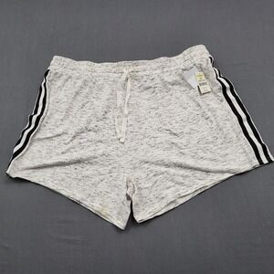 Bobbie Brooks Plus Size 3X Athletic Shorts White Gray Space Dye Side Stripe NWT